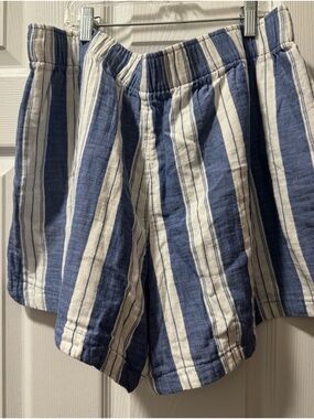 Old Navy Blue and White Vertical Stripe Bermuda Shorts